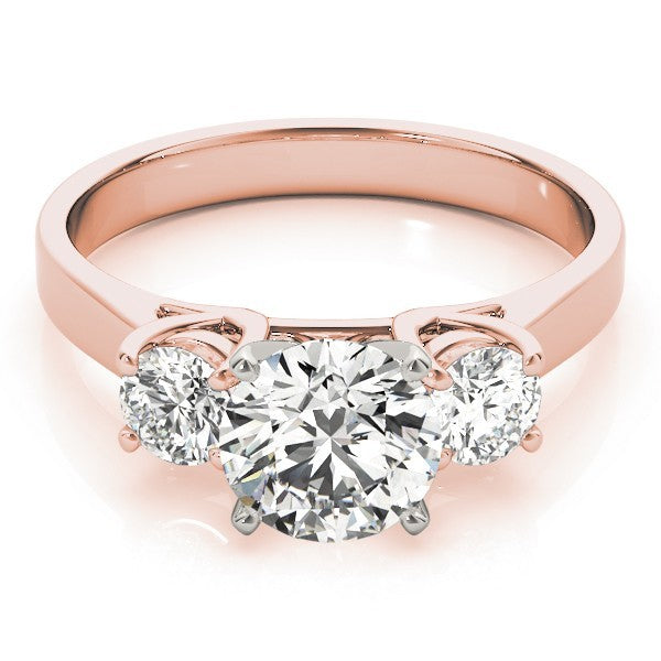 Lab Grown Round Diamond Three Stone Engagement Ring Platinum