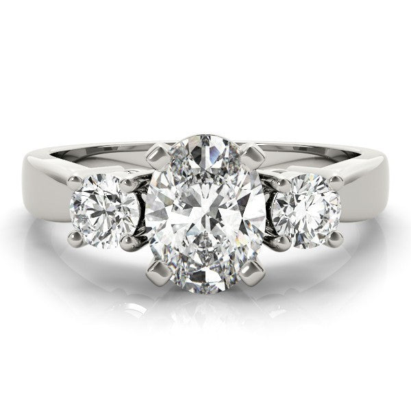 Lab Grown Oval Cut 2 CT DE/VS Diamond Trilogy Engagement Ring Platinum