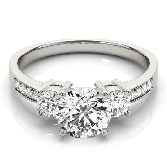 0.50Ct To 2.00Ct Lab Grown Round Diamond 3 Stone Engagement Ring Platinum