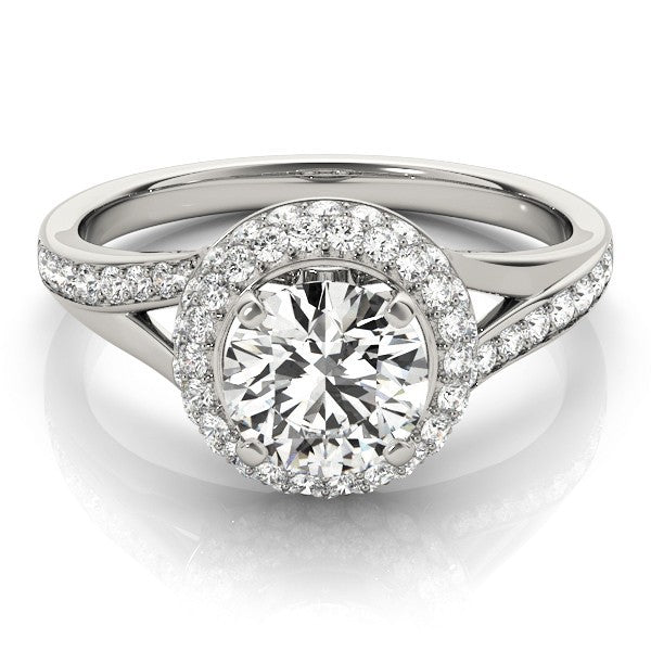 2.00Ct DE/VS Lab Grown Round Diamond Halo Engagement Ring 18K White Gold