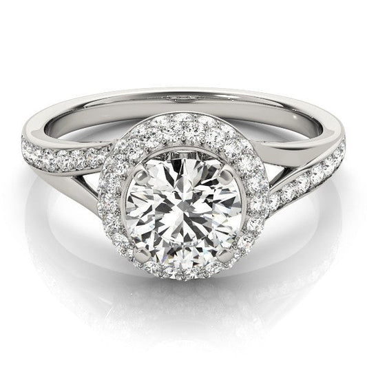 2.00Ct DE/VS Lab Grown Round Diamond Halo Engagement Ring 18K White Gold