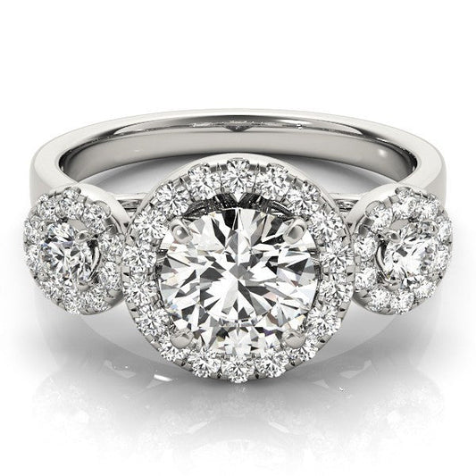 2.00 Carat DE/VS Lab Grown Round Cut Diamond Halo Engagement Ring 18K White Gold