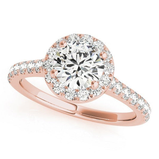Lab Grown Round Diamond Halo Engagement Ring 18K Rose Gold
