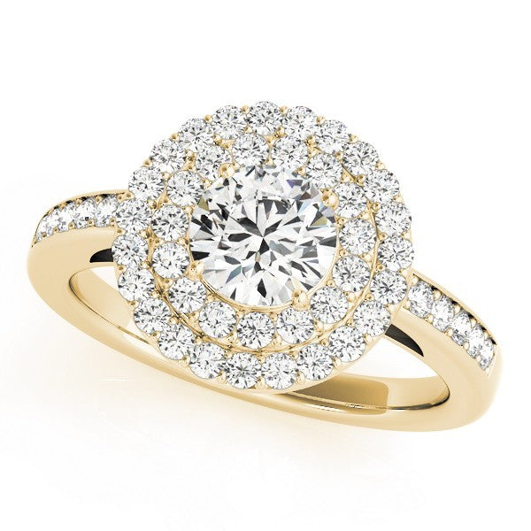 2.00 Ct DE/VS Lab Grown Round Diamond Halo Engagement Ring 18K Yellow Gold