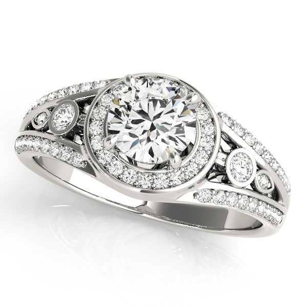 2.00Ct DE/VS Lab Grown Round Diamond Halo Engagement Ring 18K White Gold