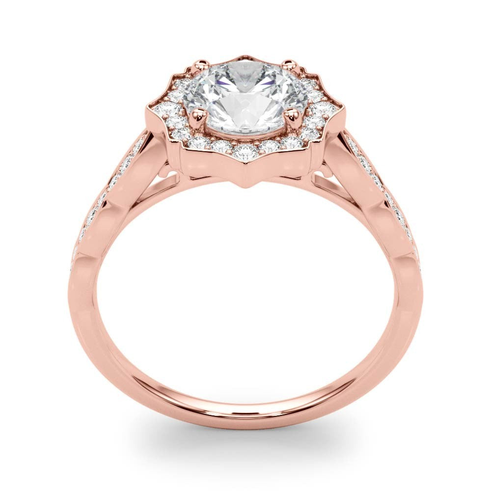Lab Grown Round Diamond Halo Engagement Ring 18K White Gold