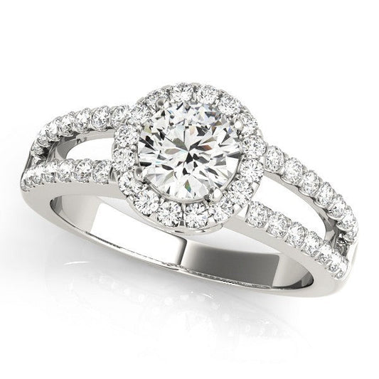 2Ct DE/VS Lab Grown Round Diamond Halo Engagement Ring 18K White Gold
