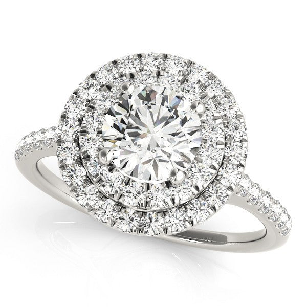 Lab Grown Round Diamond Halo Engagement Ring 18K Yellow Gold