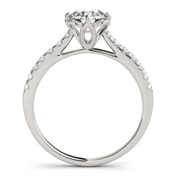 Lab Grown Round Diamond Halo Engagement Ring 18K White Gold