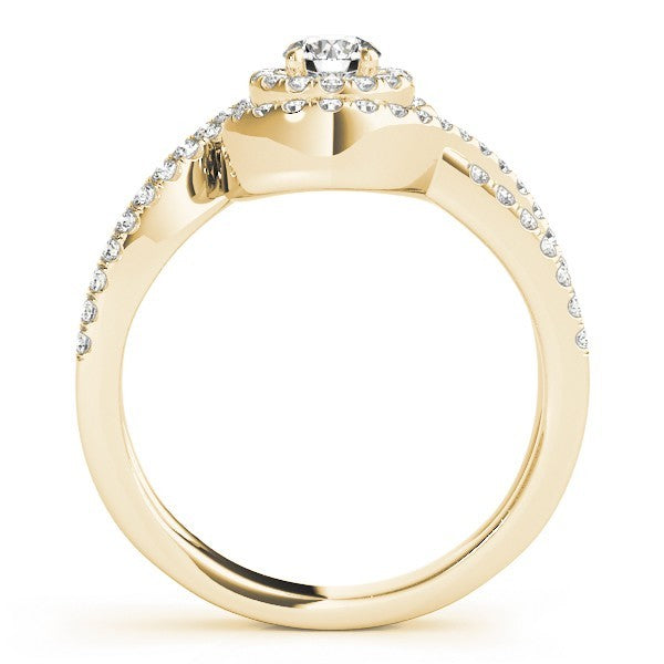 2.00Ct Round Lab Grown Diamond Halo Engagement Ring In 18K Yellow Gold