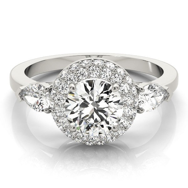 2.00Ct DE/VS Lab Grown Round Diamond Halo Engagement Ring 18K White Gold