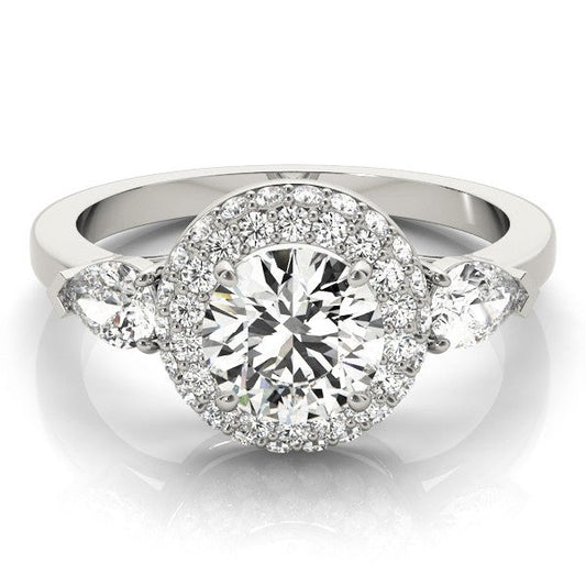 2.00Ct DE/VS Lab Grown Round Diamond Halo Engagement Ring 18K White Gold