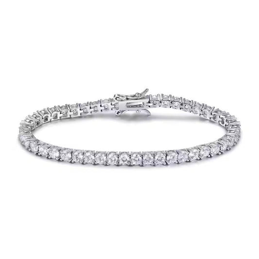 18K White Gold 2.75 Ct Natural Round Diamond Tennis Bracelet, 7"-7.49"