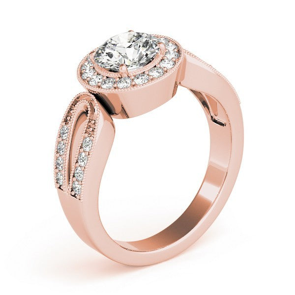 Lab Grown Round Diamond Halo Engagement Ring 18K White Gold