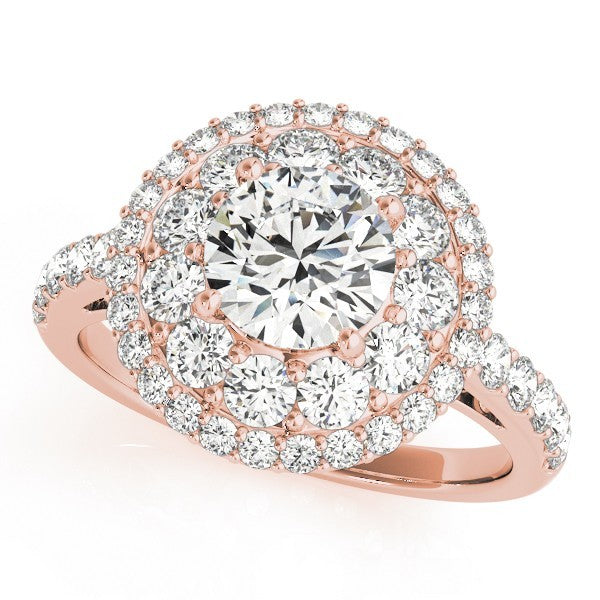 3.00 Carat Lab Grown Round Cut Diamond Halo Engagement Ring 18K White Gold