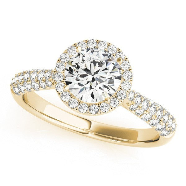 2.00Ct Lab Grown Round Diamond Halo Engagement Ring 18K Yellow Gold