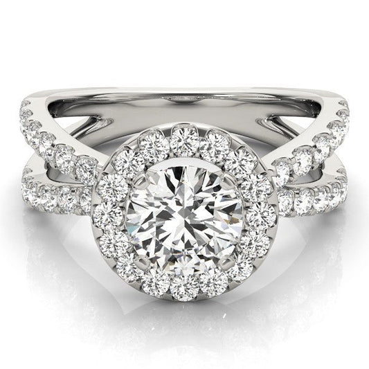 2.00 Carat DE/VS Lab Grown Round Cut Diamond Halo Engagement Ring 18K White Gold