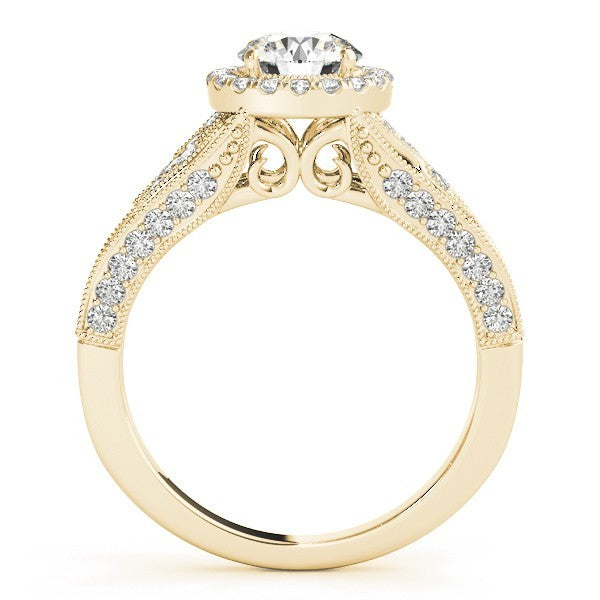 2.00Ct Lab Grown Round Diamond Halo Engagement Ring 18K Yellow Gold