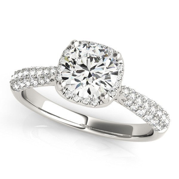 Lab Grown Round Diamond Halo Engagement Ring 18K Yellow Gold