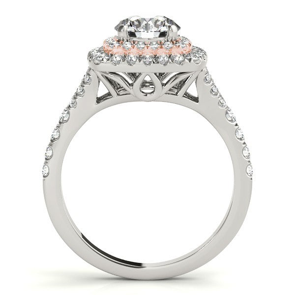 Lab Grown Round Diamond Halo Engagement Ring 18K Yellow Gold