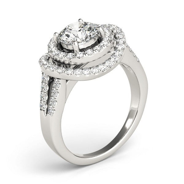 2.00Ct Lab Grown Round Diamond Halo Engagement Ring 18K Yellow Gold