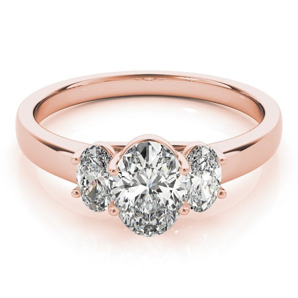 Lab Grown Oval Cut Diamond Trilogy Engagement Ring Platinum