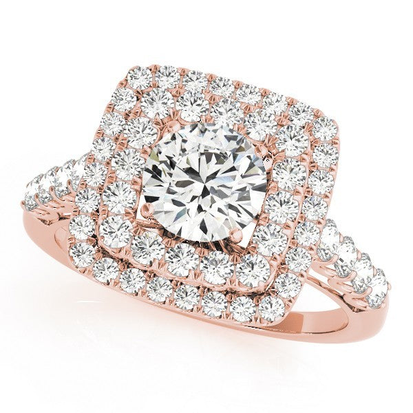3.00 Carat DE/VS Lab Grown Round Cut Diamond Halo Engagement Ring 18K White Gold