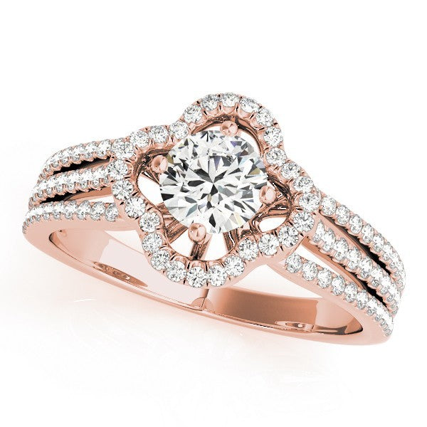 Lab Grown Round Diamond Halo Engagement Ring 18K White Gold