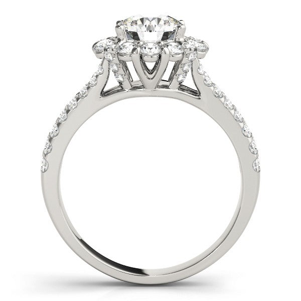 2.00Ct DE/VS Lab Grown Round Diamond Halo Engagement Ring 18K White Gold