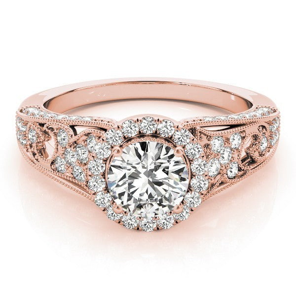 2.00Ct Lab Grown Round Diamond Halo Engagement Ring 18K Yellow Gold