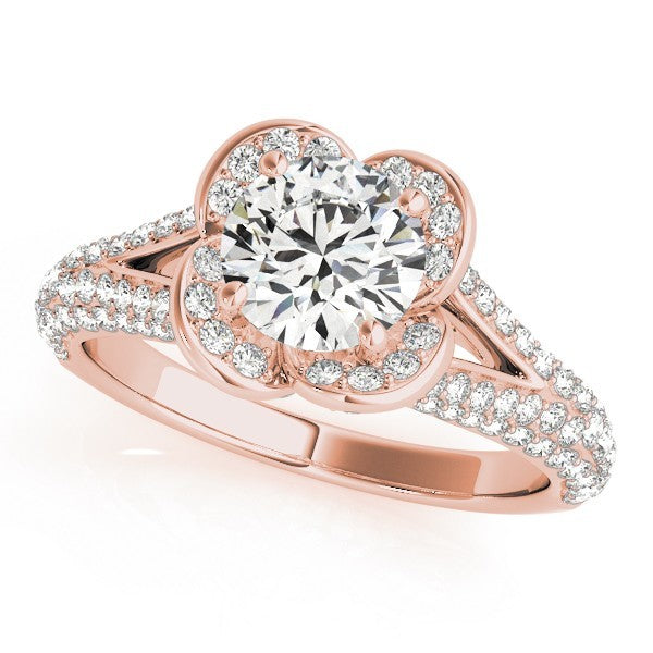 2.00 Ct DE/VS Lab Grown Round Diamond Halo Engagement Ring 18K White Gold