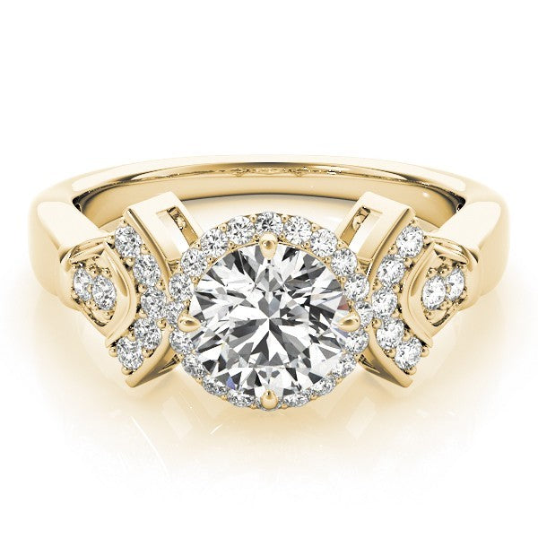 Lab Grown Round Diamond Halo Engagement Ring 18K White Gold