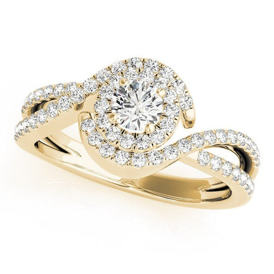 2.00Ct Round Lab Grown Diamond Halo Engagement Ring In 18K Yellow Gold