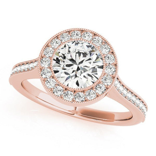 Lab-Grown Diamond Halo Engagement Ring in 18K Rose Gold