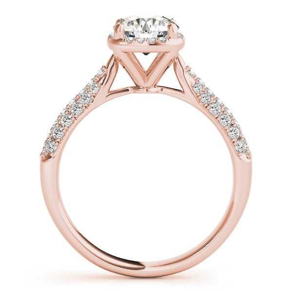 Lab Grown Round Diamond Halo Engagement Ring 18K Yellow Gold