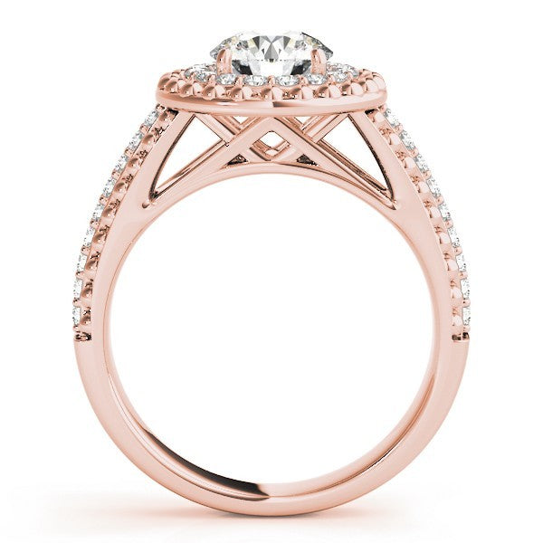 2Ct DE/VS Lab Grown Round Diamond Halo Engagement Ring 18K Yellow Gold