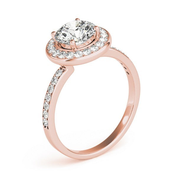 Lab Grown Round Diamond Halo Engagement Ring 18K Yellow Gold