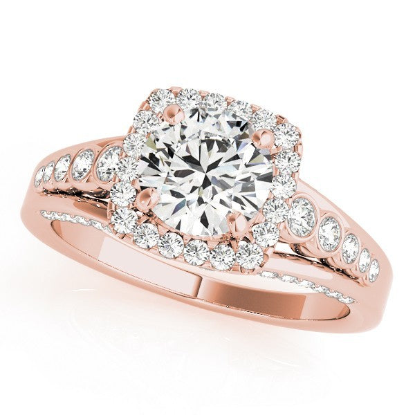 2.00 Ct DE/VS Lab Grown Round Diamond Halo Engagement Ring 18K White Gold