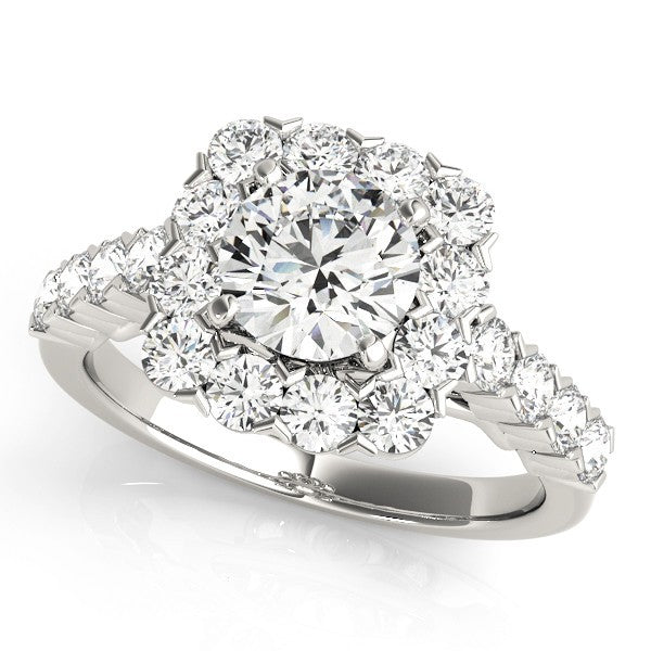 Lab Grown Round Diamond Halo Engagement Ring 18K Rose Gold