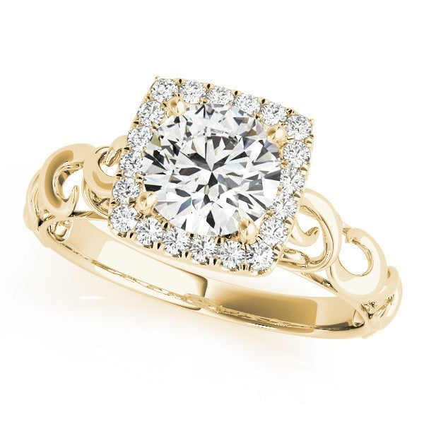 Lab-Grown Diamond Halo Engagement Ring in 18K Yellow Gold
