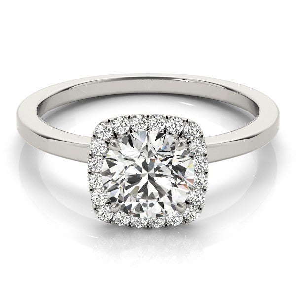 Lab Grown Round Diamond Halo Engagement Ring 18K Yellow Gold