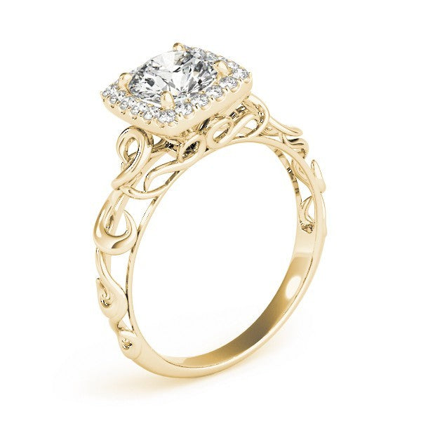 Lab-Grown Diamond Halo Engagement Ring in 18K Yellow Gold