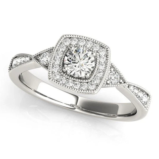 Lab Grown Round Diamond Halo Engagement Ring in 18K Yellow Gold