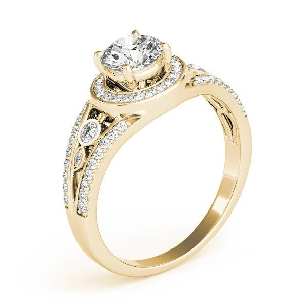 2.00Ct DE/VS Lab Grown Round Diamond Halo Engagement Ring 18K White Gold