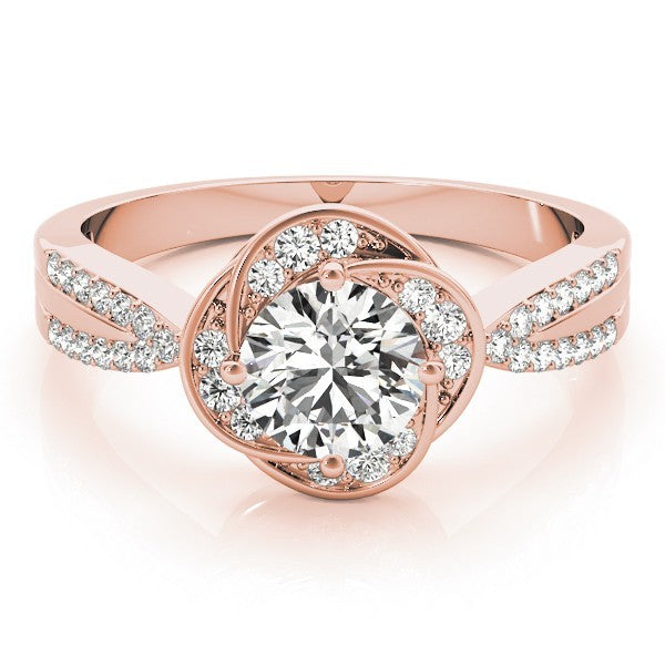 Lab Grown Round Diamond Halo Engagement Ring 18K White Gold