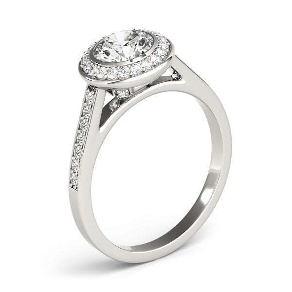 2.00 Carat DE/VS Lab Grown Round Cut Diamond Halo Engagement Ring 18K White Gold