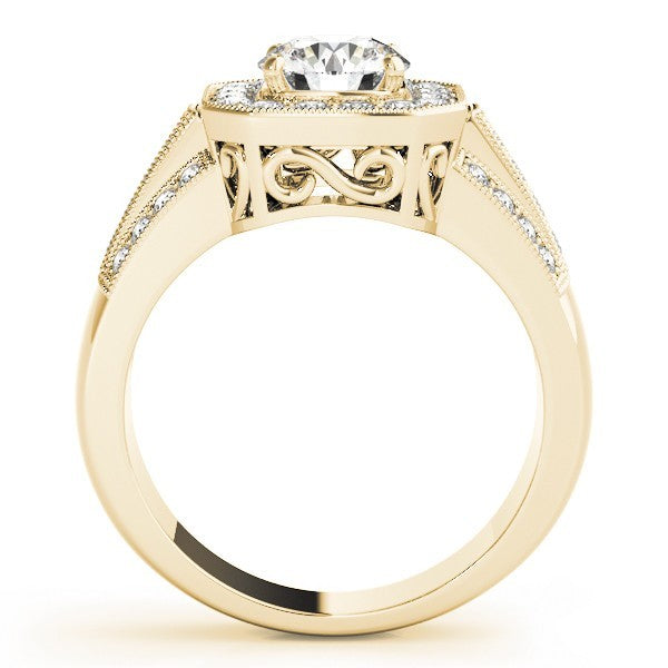 3.00Ct DE/VS Lab Grown Round Diamond Halo Engagement Ring 18K Yellow Gold