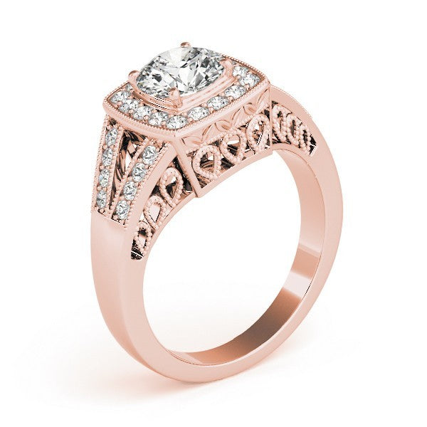 2Ct DE/VS Lab Grown Round Diamond Halo Engagement Ring 18K Yellow Gold
