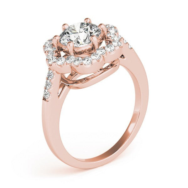 2.00Ct Lab Grown Round Diamond Halo Engagement Ring 18K Yellow Gold