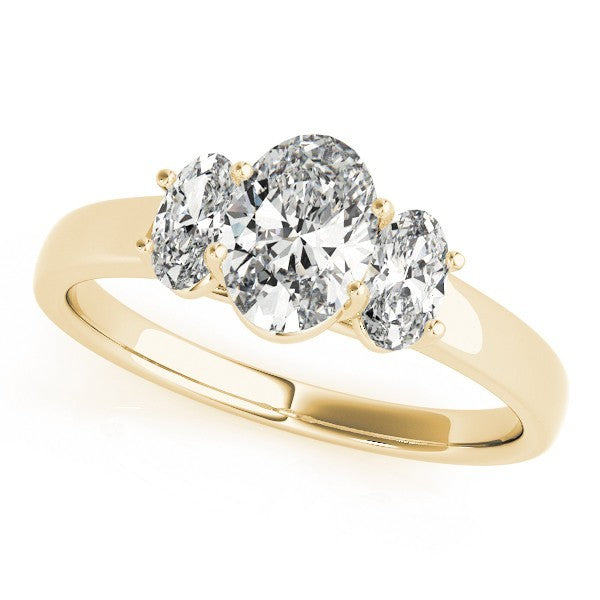 Lab Grown Oval Cut Diamond Trilogy Engagement Ring Platinum